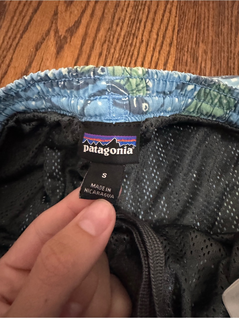 Patagonia Light Blue Floral-Print Men's Athletic Shorts - Picture 3 of 4
